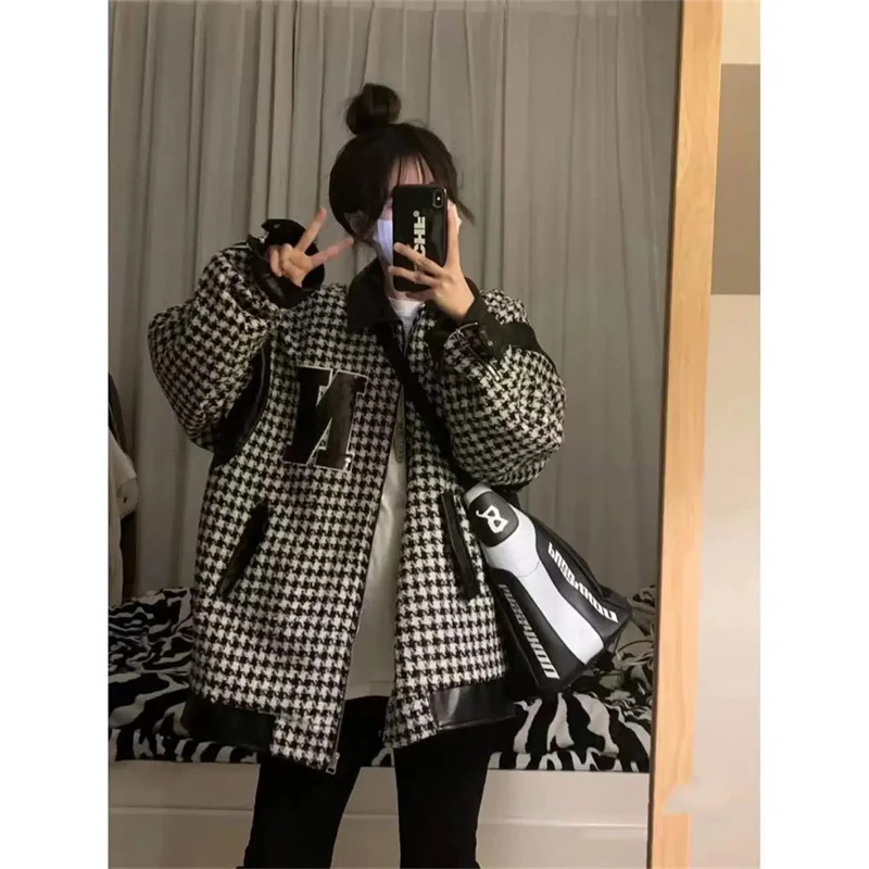 Small Fragrant Wind Thousand Bird Pattern Coat Women\'s Spring and Autumn Loose Splice Versatile Vintage Casual Jacket Top ins Fa