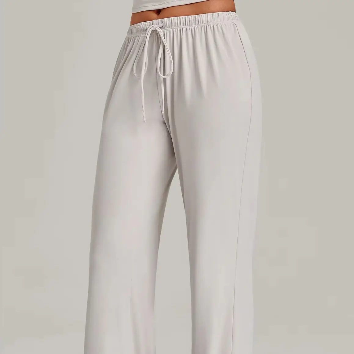 New Straight Yoga Pants Women Hanging Wide Legs Loose Fit Pilates Sports Trousers Women Sports Fitness Elastic Drawstring Pants