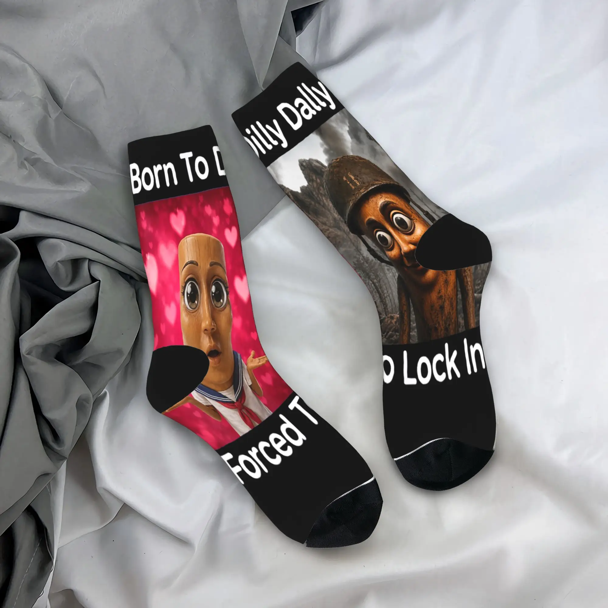 Men Socks Tung Tung Tung Sahur Born to Dilly Dally Forced to Lock in  Stockings Anti-Slip Socks Autumn Fashion Skateboard Socks