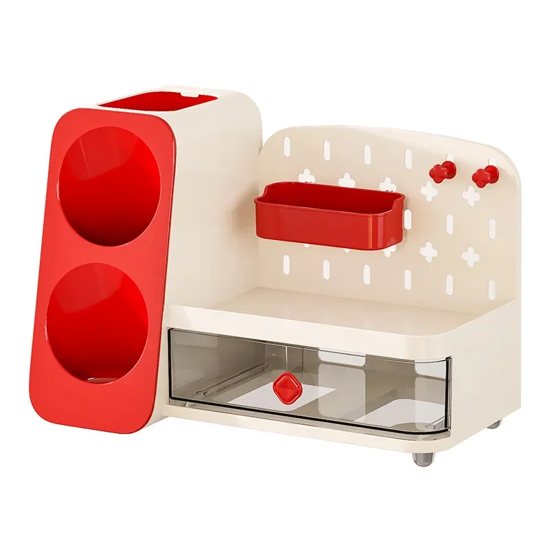 Desktop hole board storage box, drawer type, student desk stationery, large-capacity shelves and many, functional desk pen