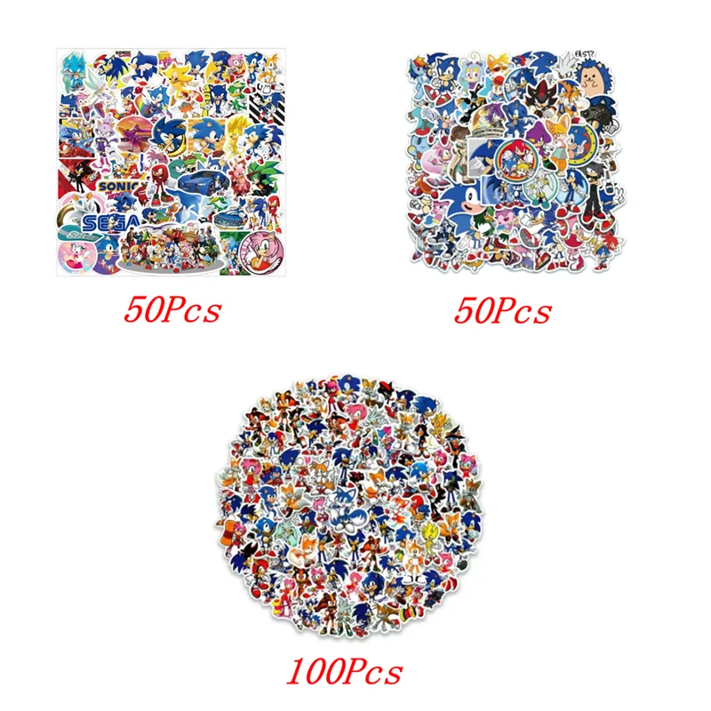 50 قطعة اليابان سونيك فلاش أنيمي ملصقات الكتابة على الجدران الهاتف الكرتون القنفذ ملصقات لعبة مائي الاطفال حفلة فيديو بطل لعبة لعبة #1