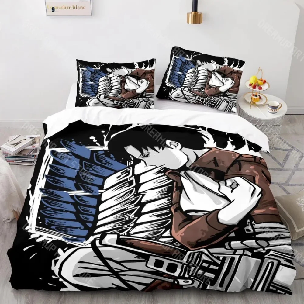 3dプリント進撃の巨人寝具セット-シングル-ツイン-フル-クイーン-キングサイズ-進撃の巨人ベッドセット-大人-子供-寝室用布団カバーセット