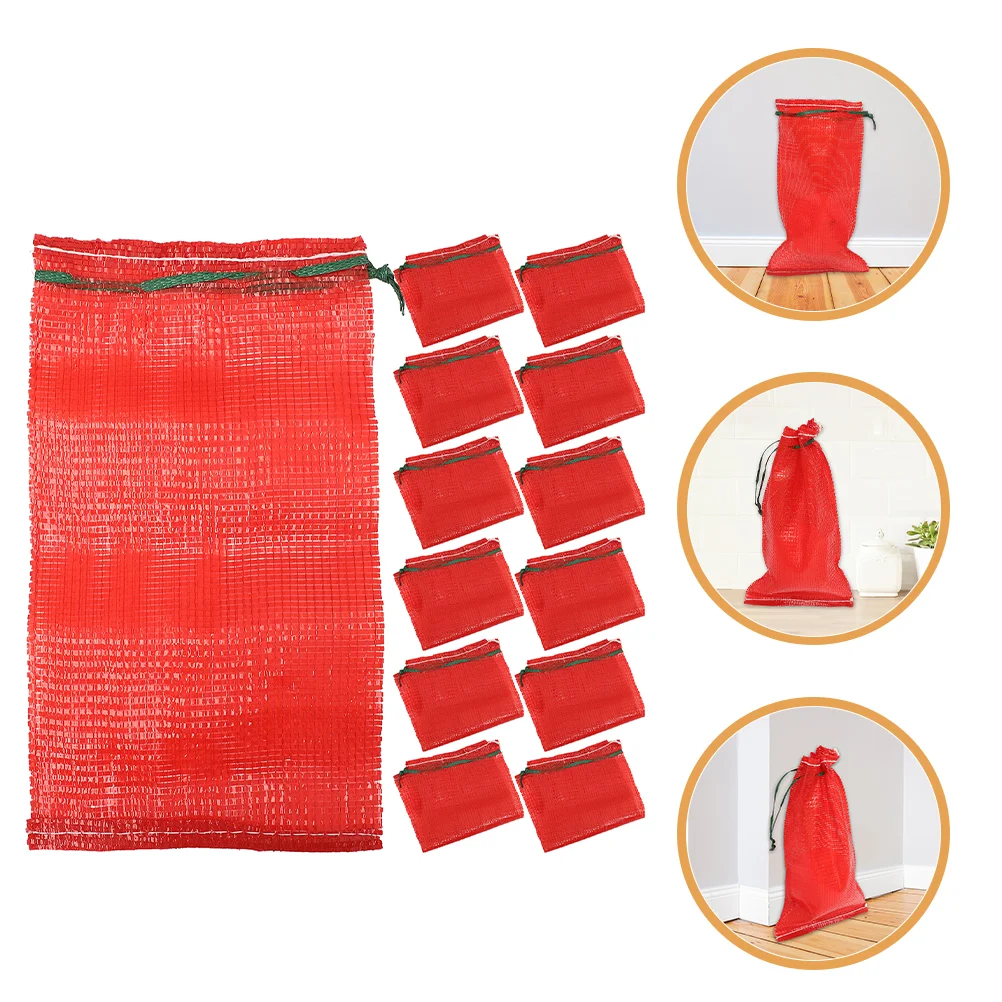 50 Pcs Agricultural Products Packaging Thickened Mesh Woven Drawstring Bags 50pcs Net Fruit Onion Pouches Polypropylene Storage