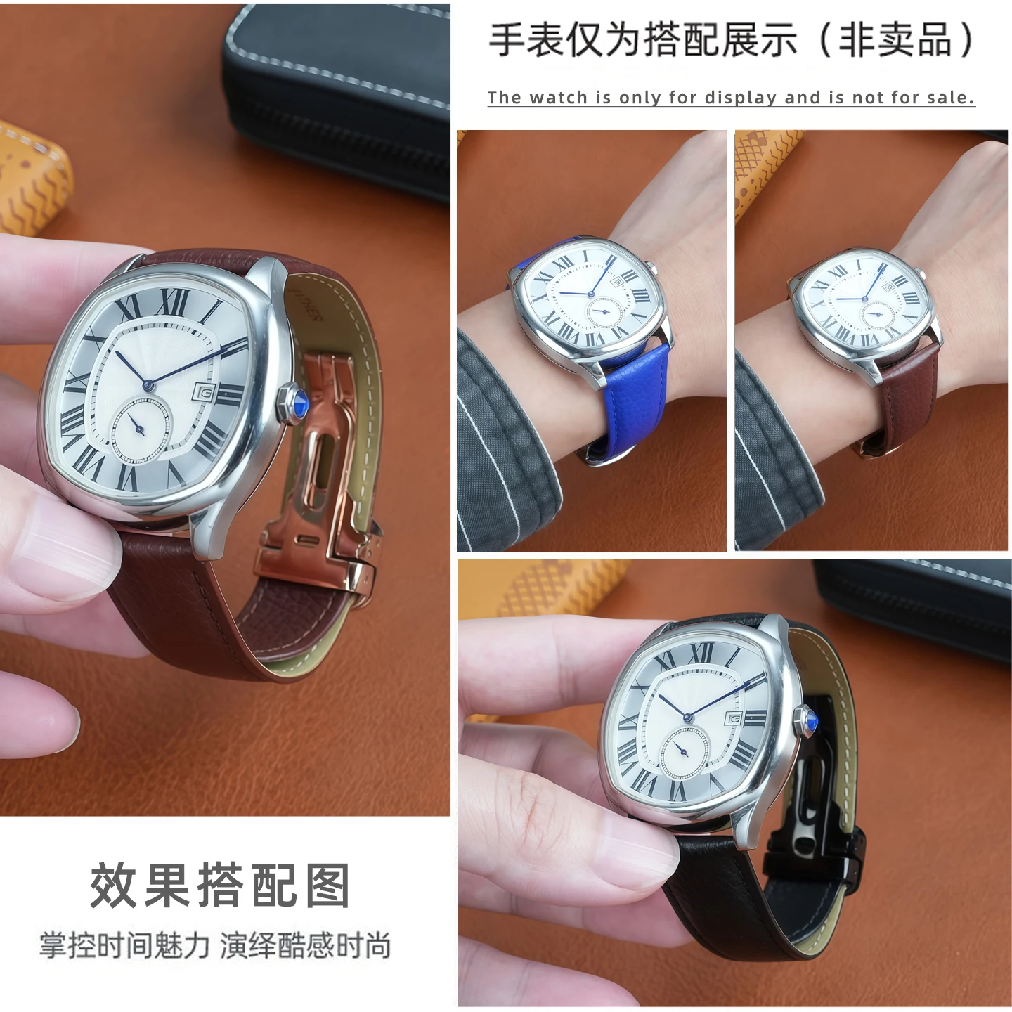 حزام ساعة من الجلد الطبيعي لكارتييه WSTA0028 تانك لندن سولو ليتشي محكم جلد البقر حزام الساعات الرجال النساء الفرقة 17 18 20 22 مللي متر #3