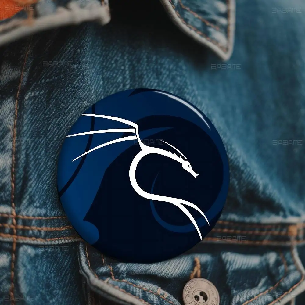 K-Kali Linux 32/44/58mm Round Cartoon Brooches Handmade Pins For Backpack Jewelry Accessories Gifts Creative Badge - view 5