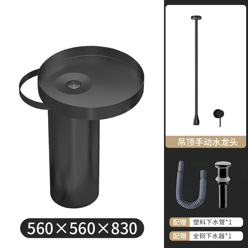 

Легкий роскошный золотой черный колонный умывальник из нержавеющей стали, встроенный напольный колонный умывальник