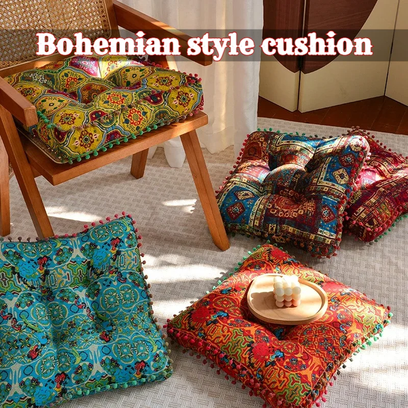 

1PC Bohemian Style Thickened Tatami Mat Square Chair Cushion Soft Comfortable Yoga Pillow for Reading Nook Party Decoration