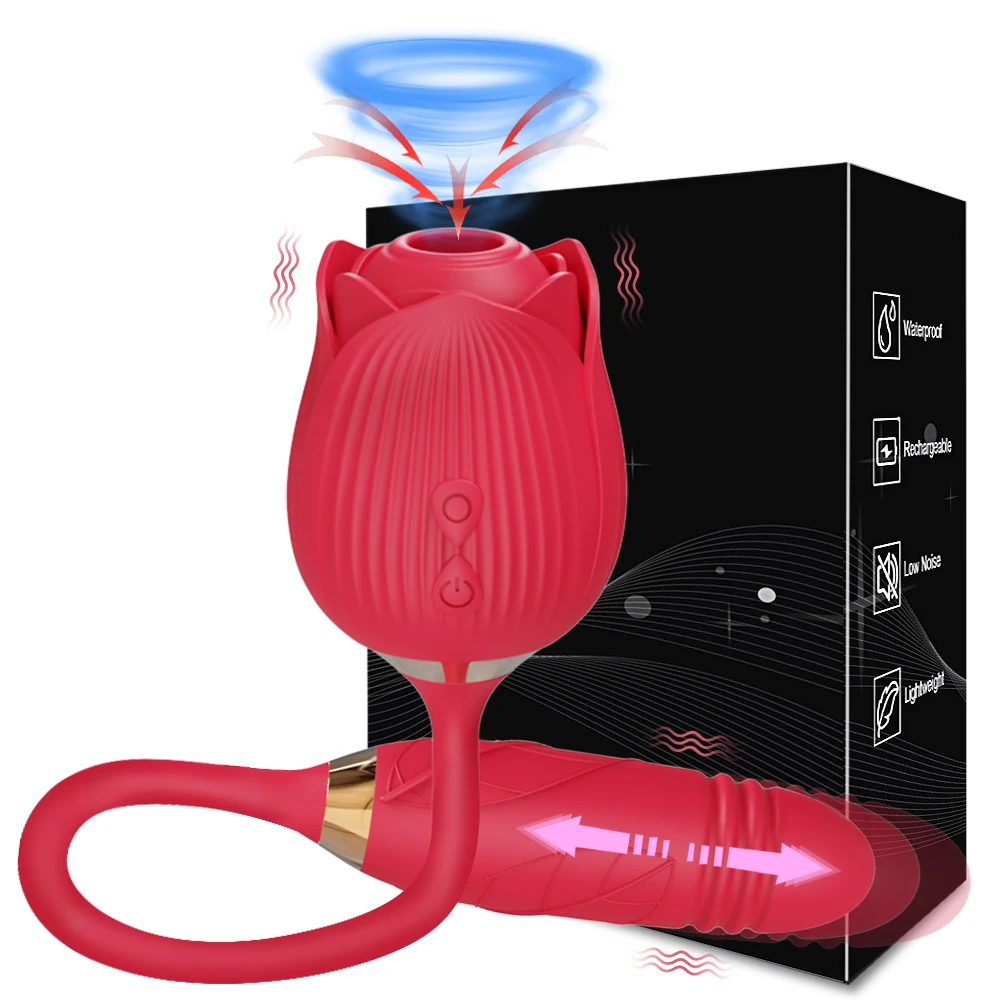 Clitoris Sucker Dildo Rose Vibrator ของเล่นสำหรับผู้หญิงสูญญากาศกระตุ้นรักไข่ยืดดูดผู้ใหญ่สินค้าของเล่นเพศหญิ...