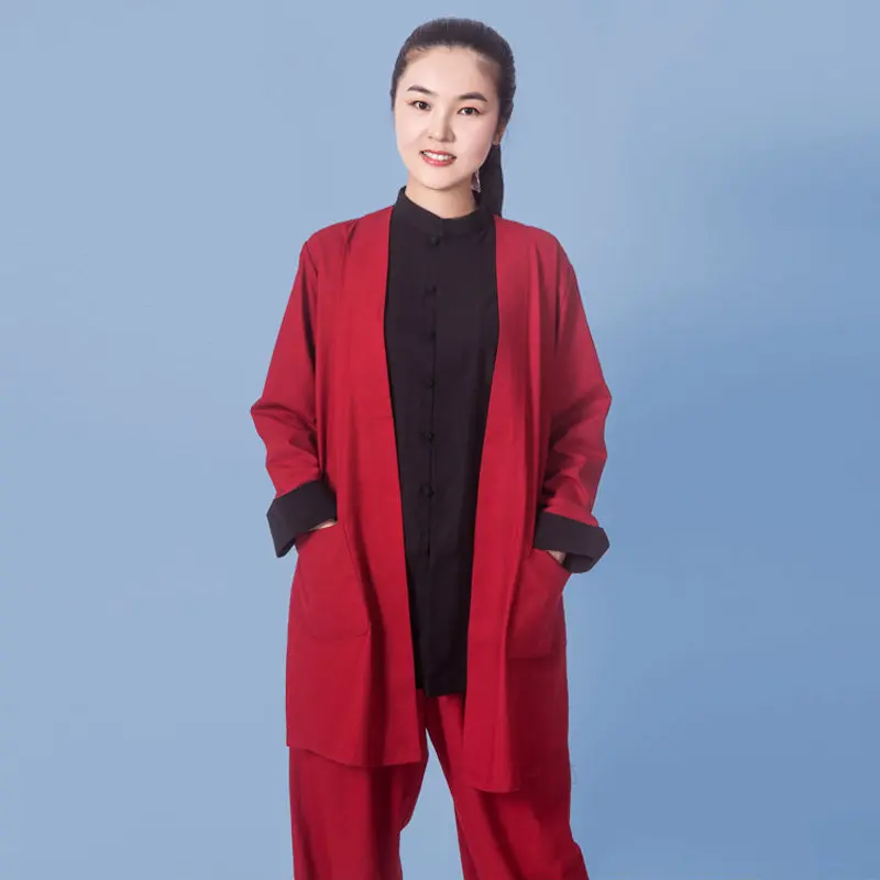 Martial Arts Tai Ji Suit Women's Clothing   Cotton and Linen Eight-Section Brocade Exercise Men's Spring, Autumn Winter