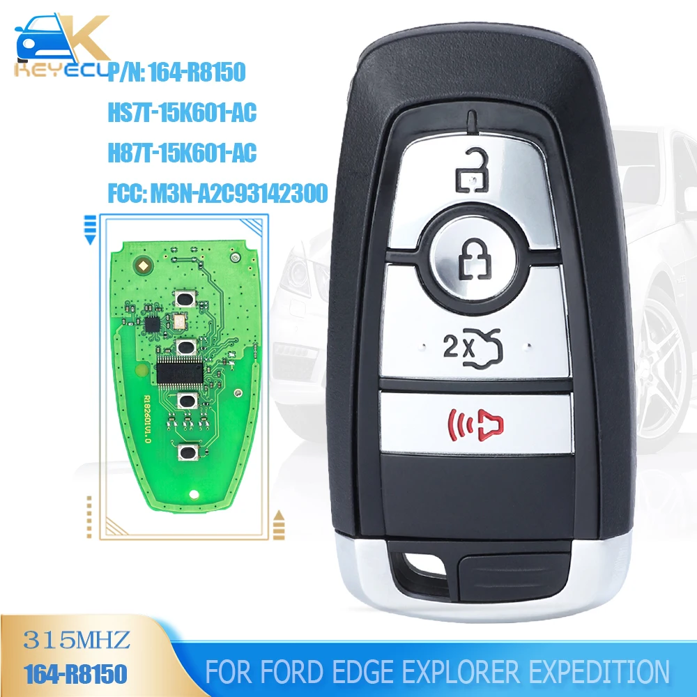 KEYECU M3N-A2C93142300, 164-R8150 for Ford FUSION 2017 2018 2019 2020 REMOTE KEY FOB SMART KEY 315/433/868MHz