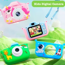 Kids Digital Camera Cartoon Unicorn Silicon Case Deer Astronaut Lanyard Child Selfie Portable Video USB Holiday Gifts Boy Toys