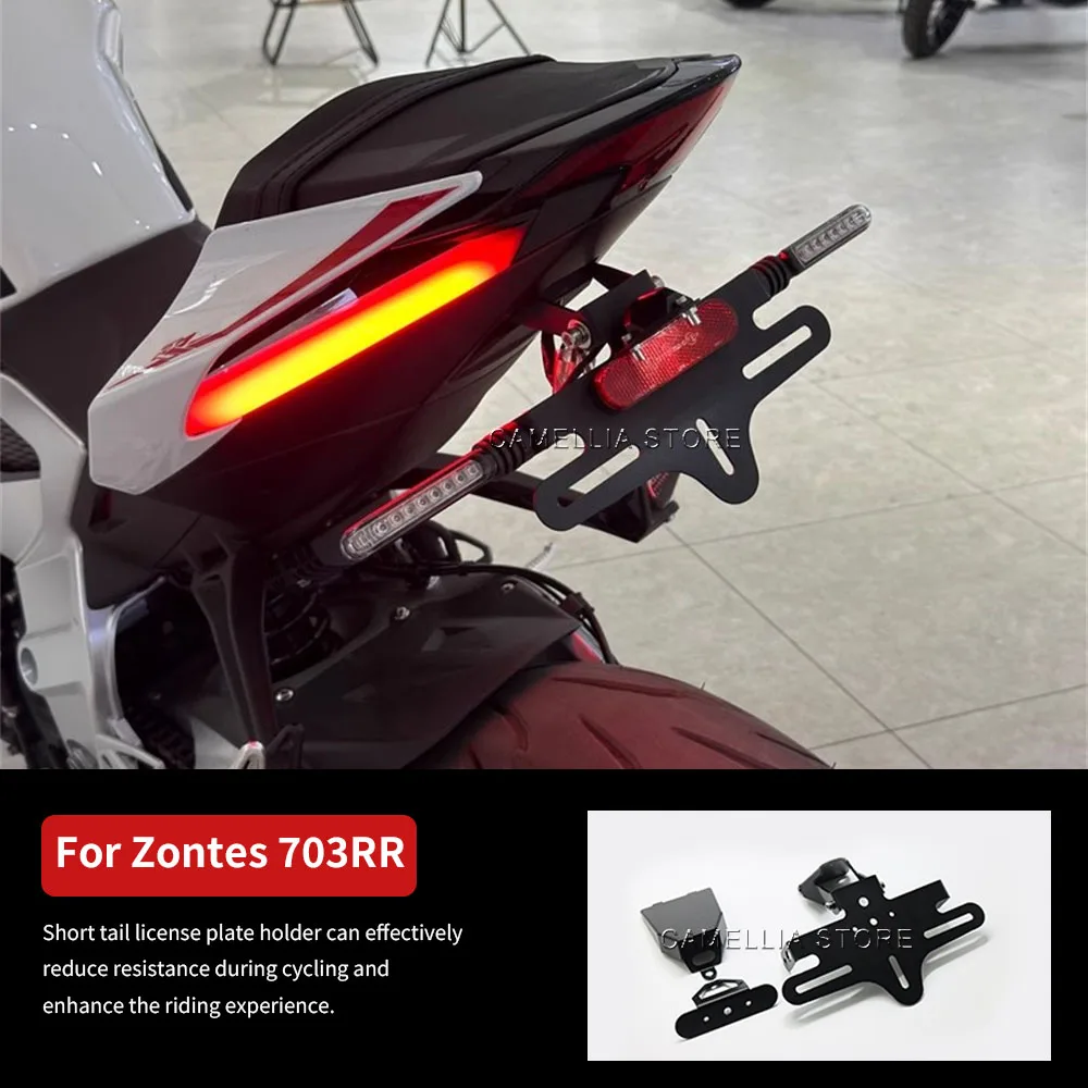 Per Zontes 703RR Accessori moto Porta targa a coda corta per moto impermeabile nero in lega di alluminio