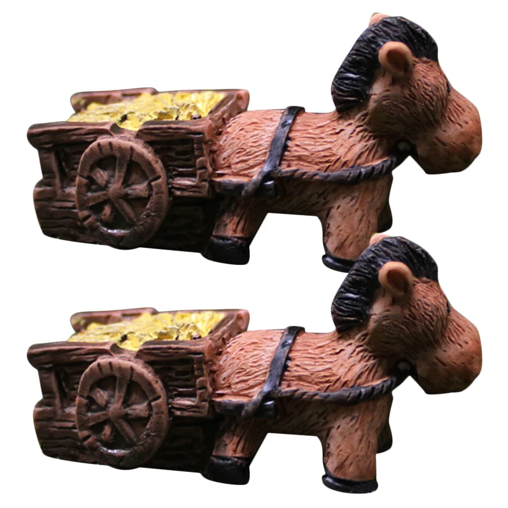 

2Pcs Small Donkey Ornament Exquisite Garden Animal Decor Resin Material Adorable Detail Creative Gift Garden Donkey Outdoor