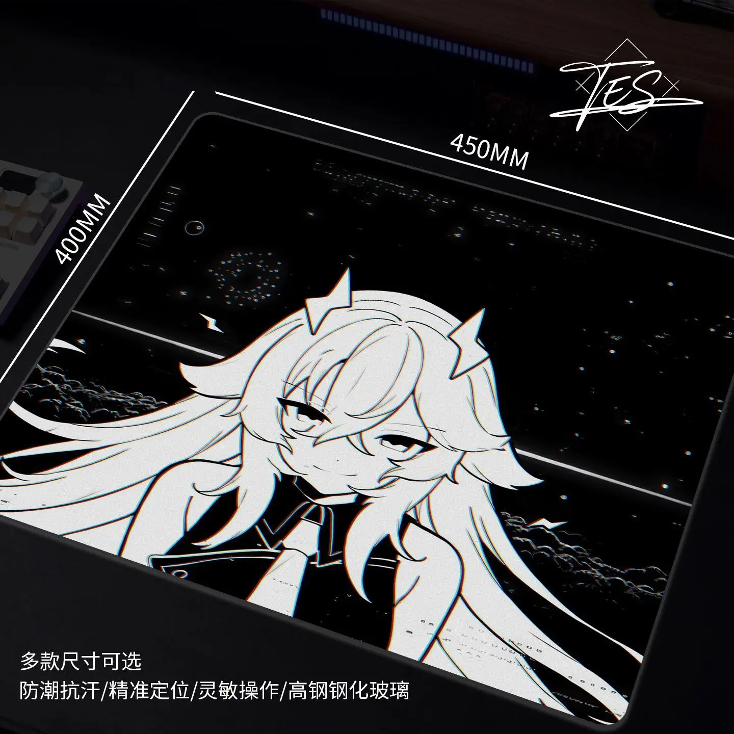 Japanese Anime COOL Girl Y2K Glass Gaming Mouse Pad Smooth Frosted Surface Desk Mat Tempered Upgrade FPS Office Mousepad Esports