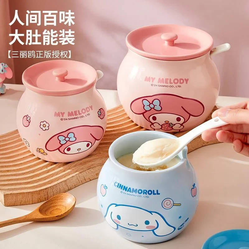 

Sanrio Hello Kitty Anime Kawaii Ins Fashion Household Seasoning Jar Cute Cartoon Ceramic Storage Case Lovely Gifts for Girls