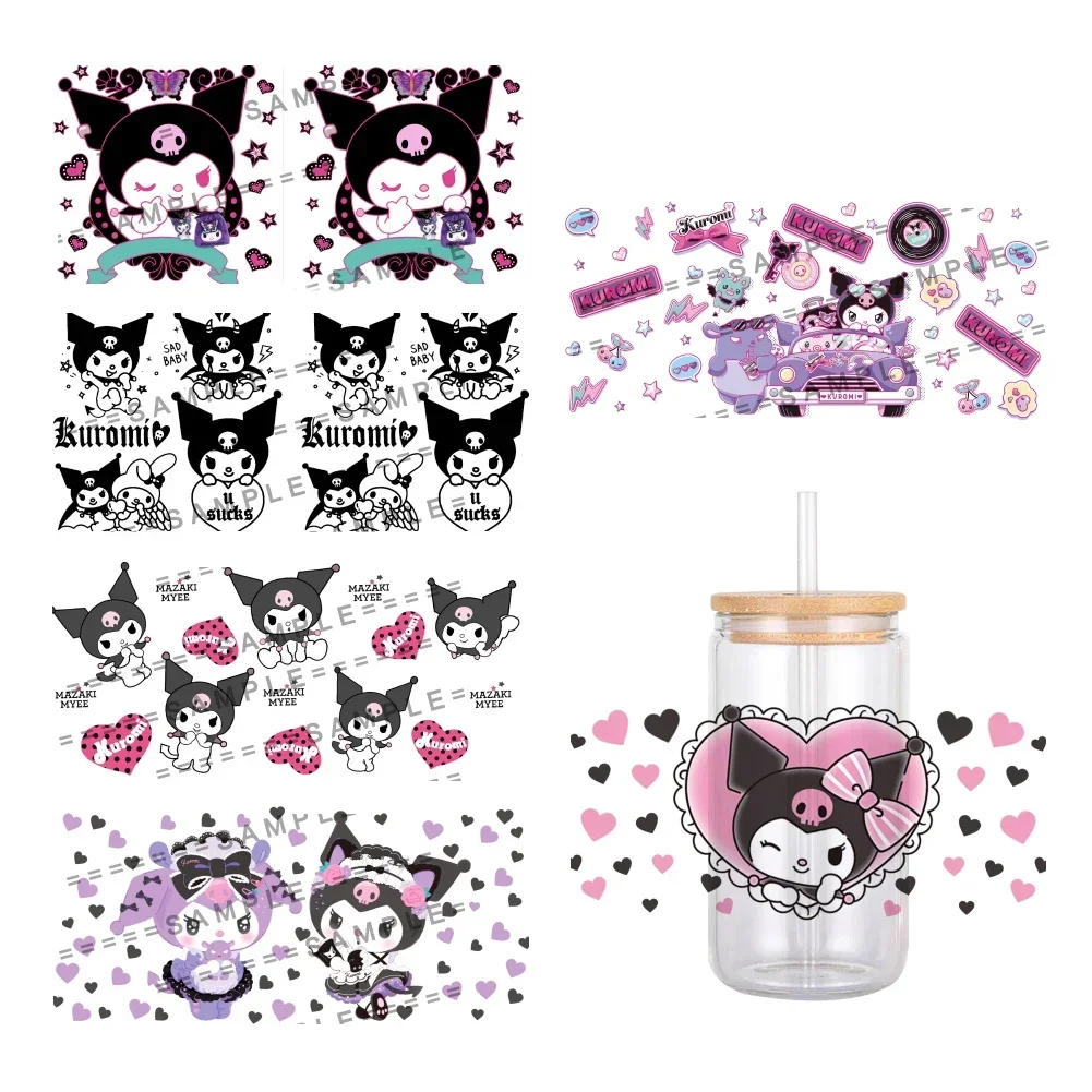 Mini Sanrio Cartoon UV DTF Transfer Sticker Kuromi My Melody Wraps For 16oz Cups Bottles