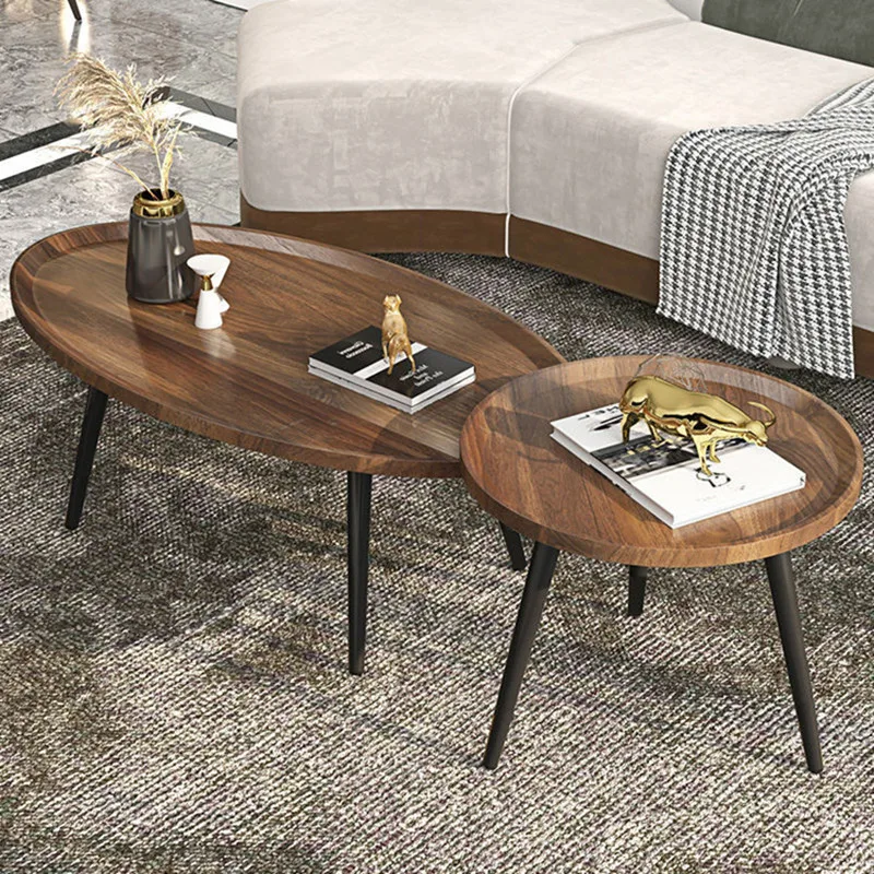 

Simple wooden circular tea table, home living room, sofa, side table