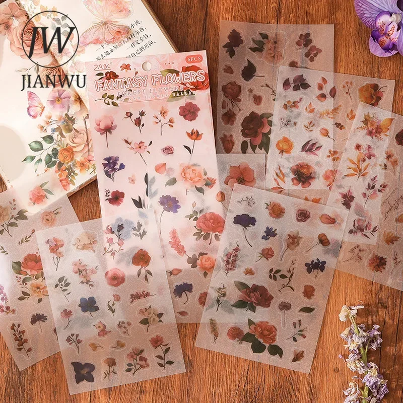 JIANWU Grass Flower Ballad Series Vintage Plant Landscaping Material Collage Sticker Creative DIY Journal Scrapbook Stationery