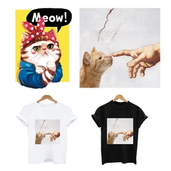 2Pcs/Lot Cute Cat Fusible Thermoadhesive T Shirt Stickers Ironing Applications Iron On Heat Thermal Transfer Patches For Clothes