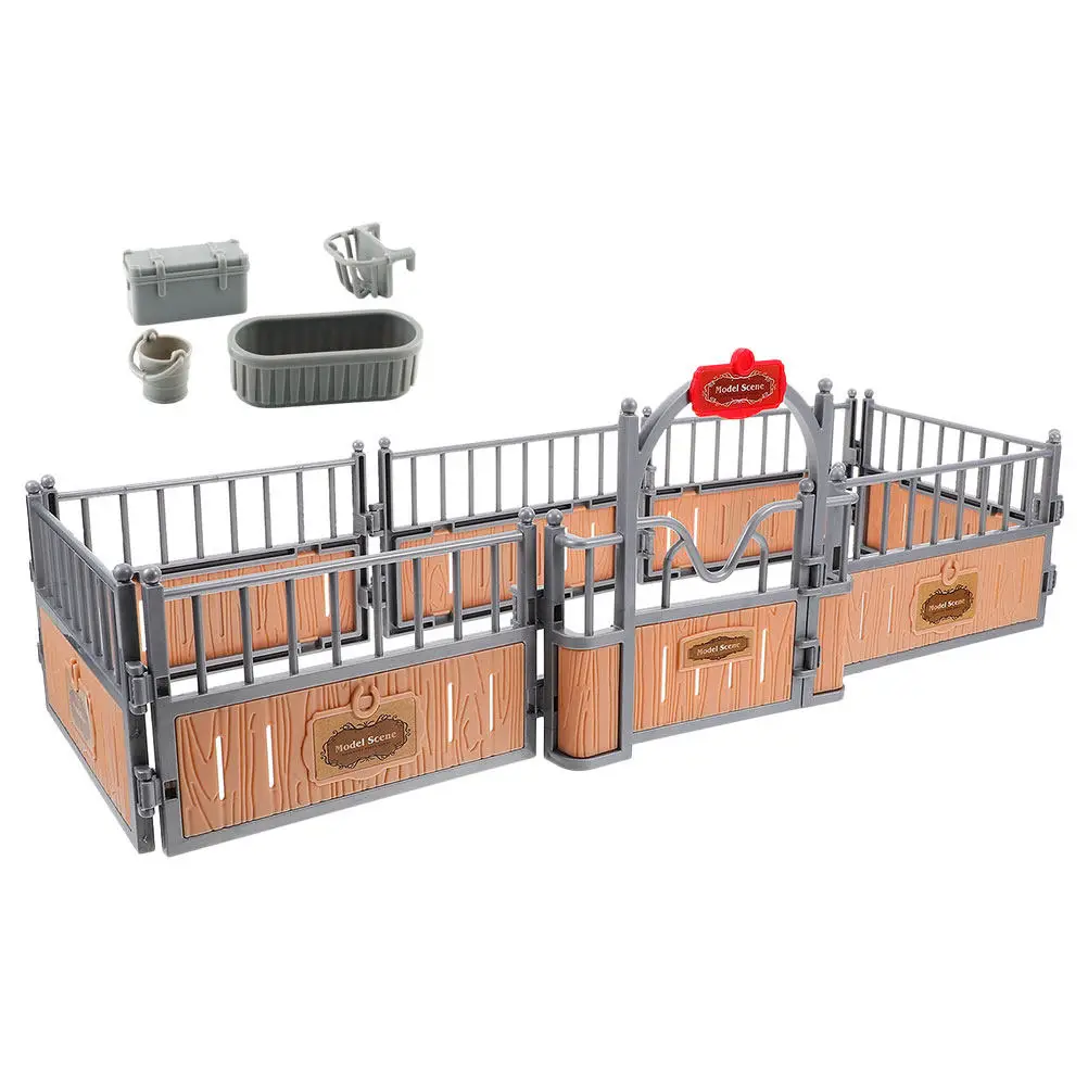 

Набор реалистичных пластиковых ограждений для лошадей для мини-фермы, аксессуары для кукольного домика, декоративные заборы для сада и песочницы, для детского творчества