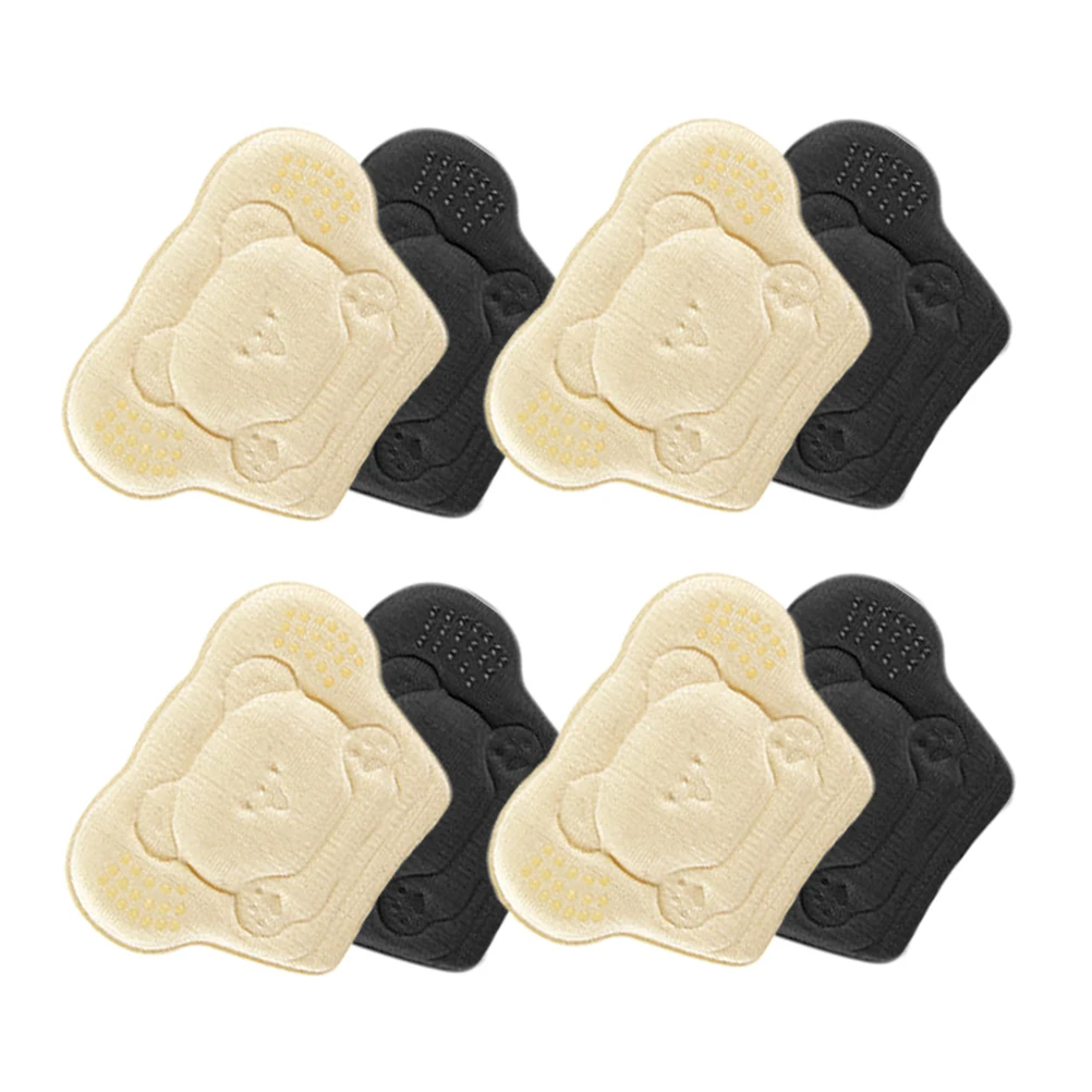 

4 Pairs Pads High Heels Shoes Cartoon Bear Black Thick Beige Thick Breathable Comfort Material Practical Durable Use Protect