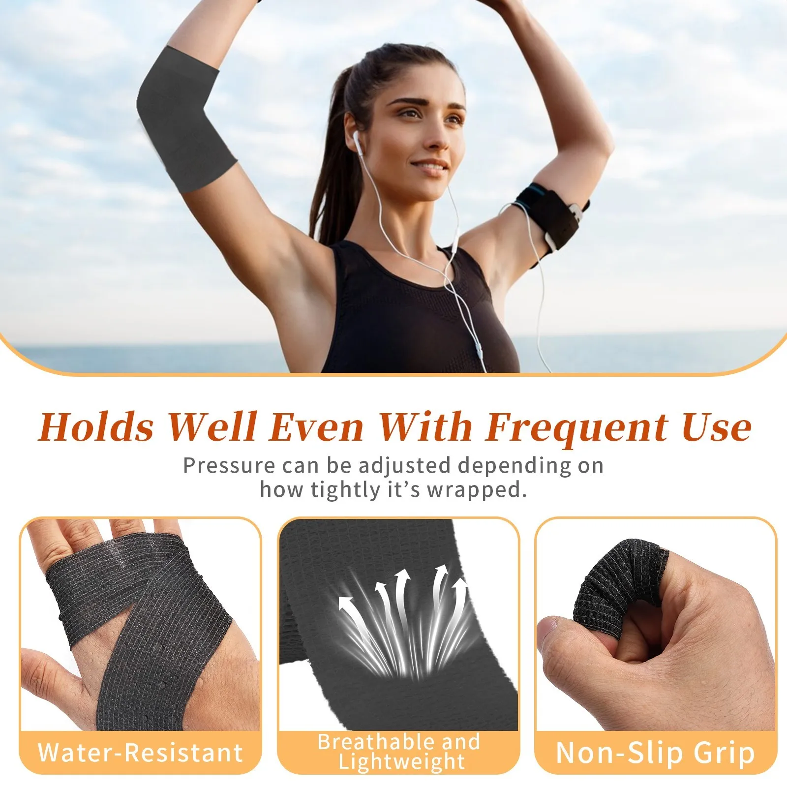 6 Stück elastisches, selbstklebendes Sportband, nicht gewebte, kohäsive Bandagenwickel, Haustierbandagen für Hunde, Katzen, Pferde, Knöchel-, Knie- und Handgelenkstütze – Detail 2