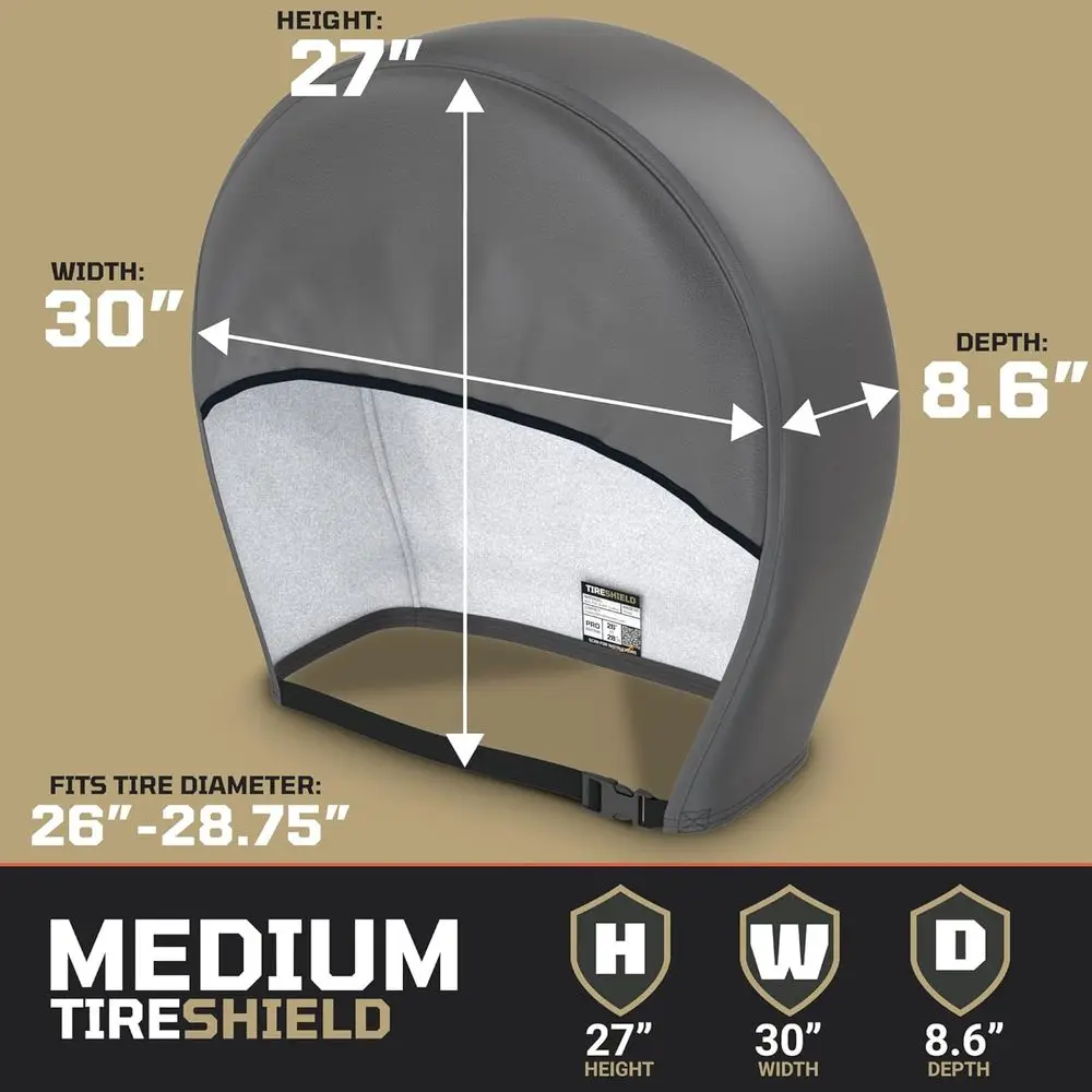 مجموعة أغطية الإطارات TIRESHIELD PRO مكونة من 4 قطع - أغطية عجلات شديدة التحمل مقاومة للأشعة فوق البنفسجية في جميع الأحوال الجوية مع نظام قفل العاصفة - حماية دائرية عامة #4