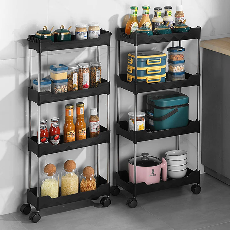 

5 Tiers Rolling Cart Utility Cart with Wheels Storage Rack Movable Home Kitchen Narrow Cabinet Tool Storage Racking Organizer