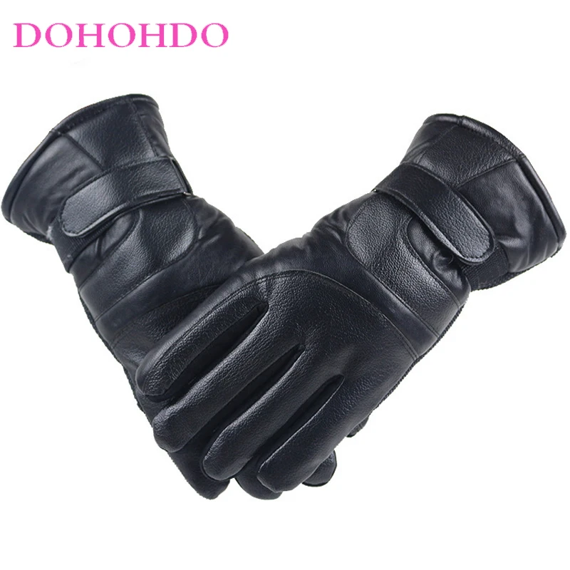 

Warm Gloves Autumn Winter Men's Touch-screen Motorcycle Leather Gloves Non-slip Windproof Waterproof Outdoor Riding Black Gloves