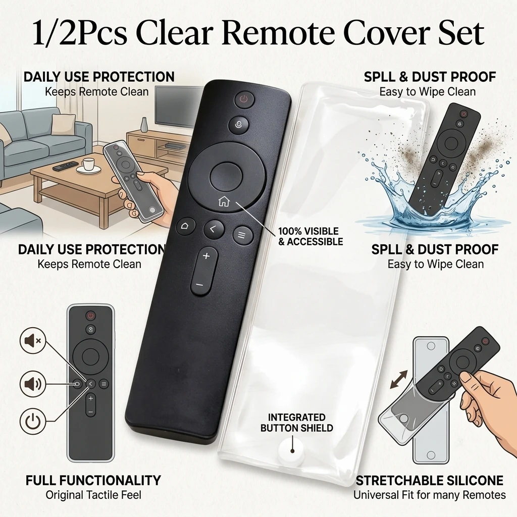 1/2Pcs Transparent Heat Shrink Film TV/ Air Condition Remote Control Cover for Xiaomi Samsung Universal Protective Bag Case