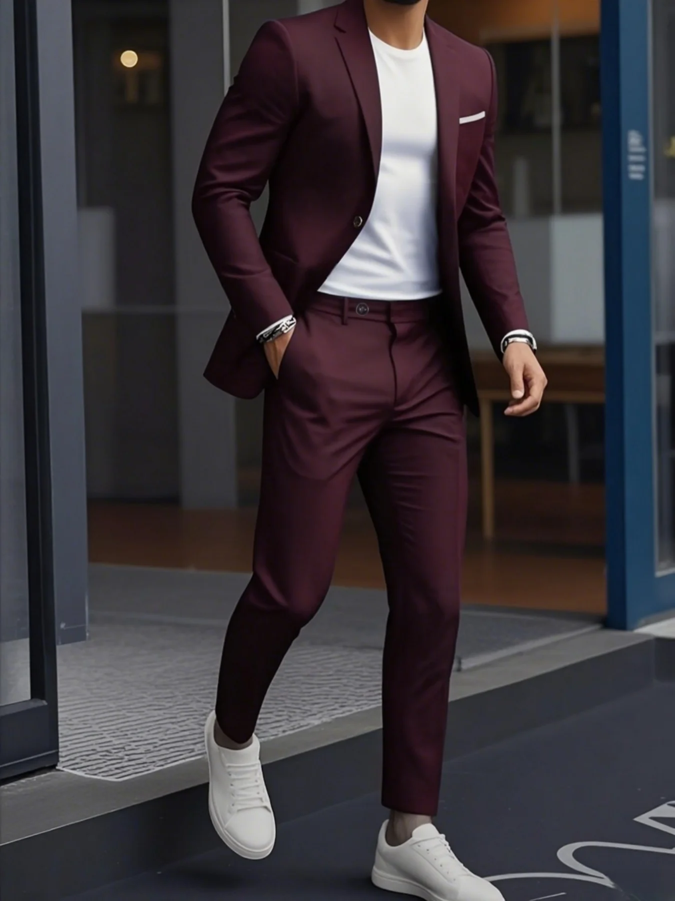 

2pcs Men's Modern Suit Set, Tailored Jacket & Trousers, Fashion Outfit for Wedding, Party And Formal Occasion