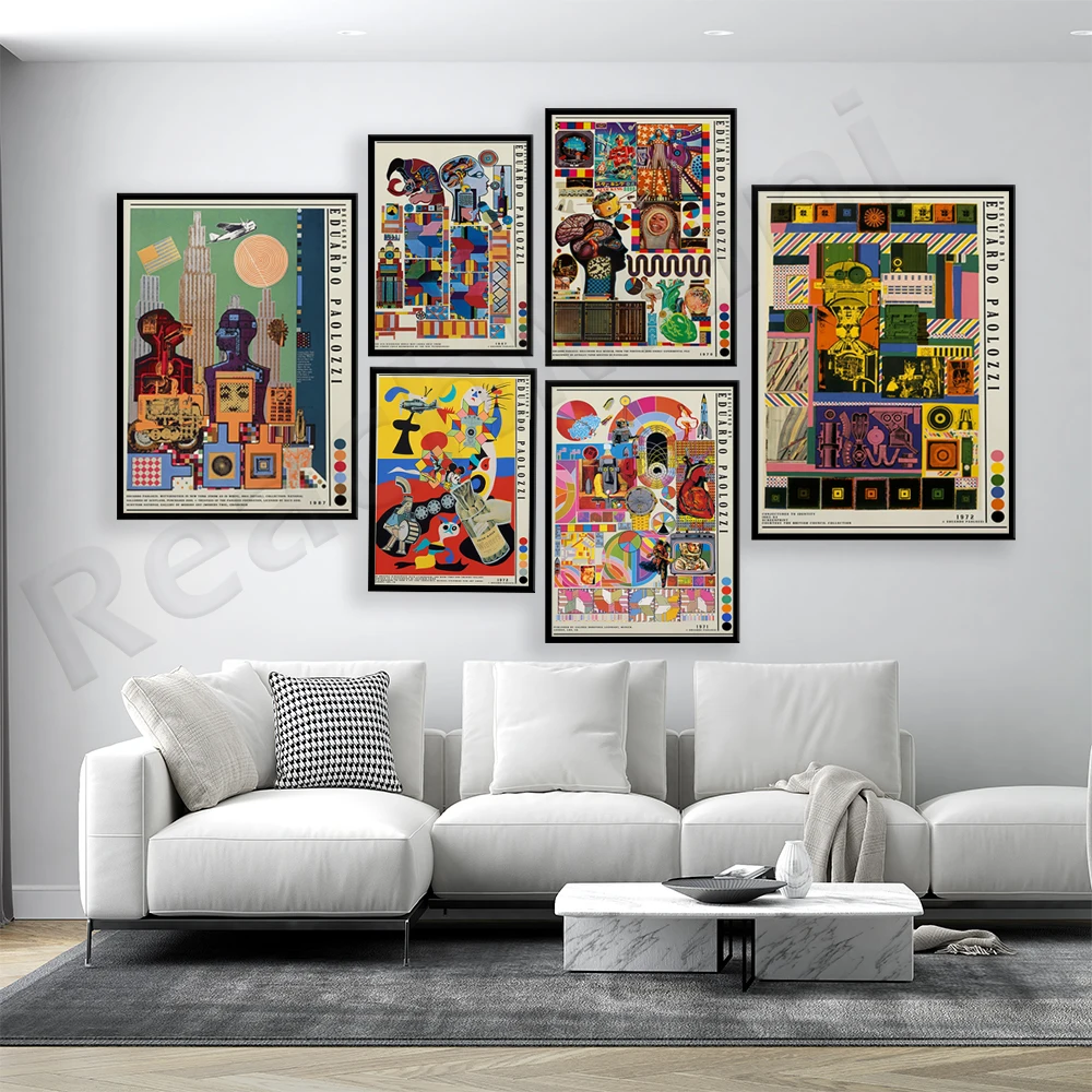 Eduardo Paolozzi Prints, Museum Posters, Paolozzi Art Posters, Exhibition Prints, Vintage Art Abstract Canvas Print Gift