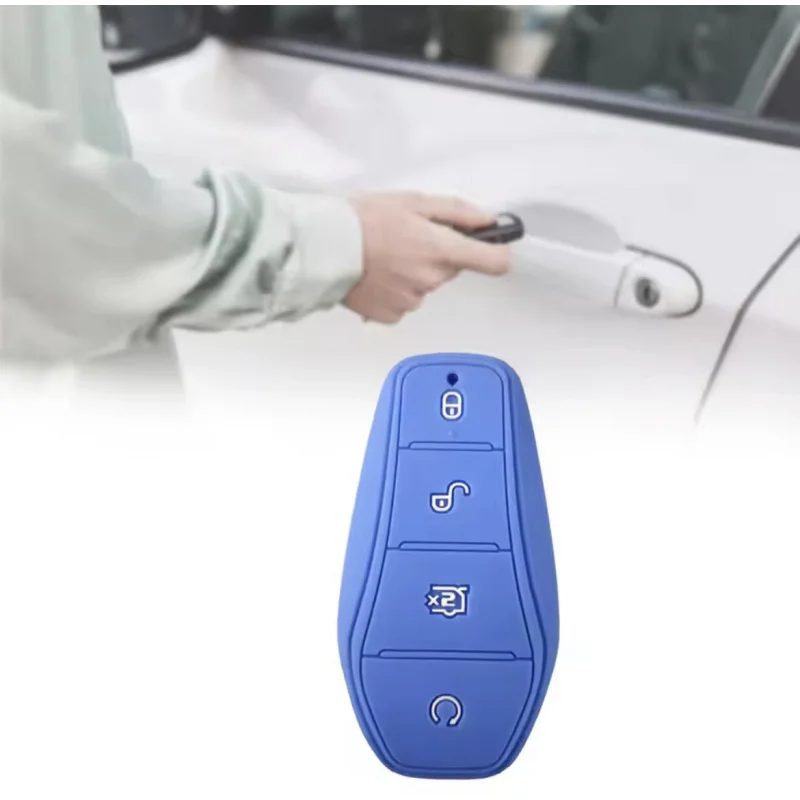 Fashion new silicone car key case protect cover 4 button for BYD Qin plusdmi Atto 3 Han EV dolphin durable car accessories