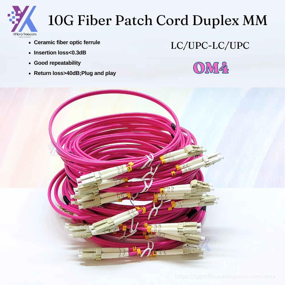 

10pcs/lot LC-LC Multi-Mode OM3 OM4 Fiber Cable 2.0/3.0mm Multimode Duplex LC-UPC Fiber Optical Jumper Patch Cord 1M/2M/3M/5M