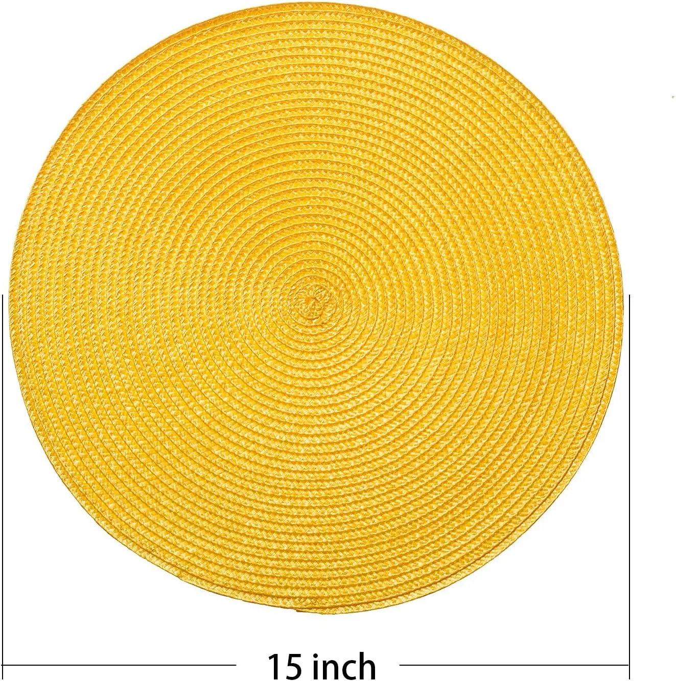 Round Braided Placemats 15 Inch Round Table Mats for Dining Tables Natural Woven Heat Resistant Place mats Set of 6 (Yellow)
