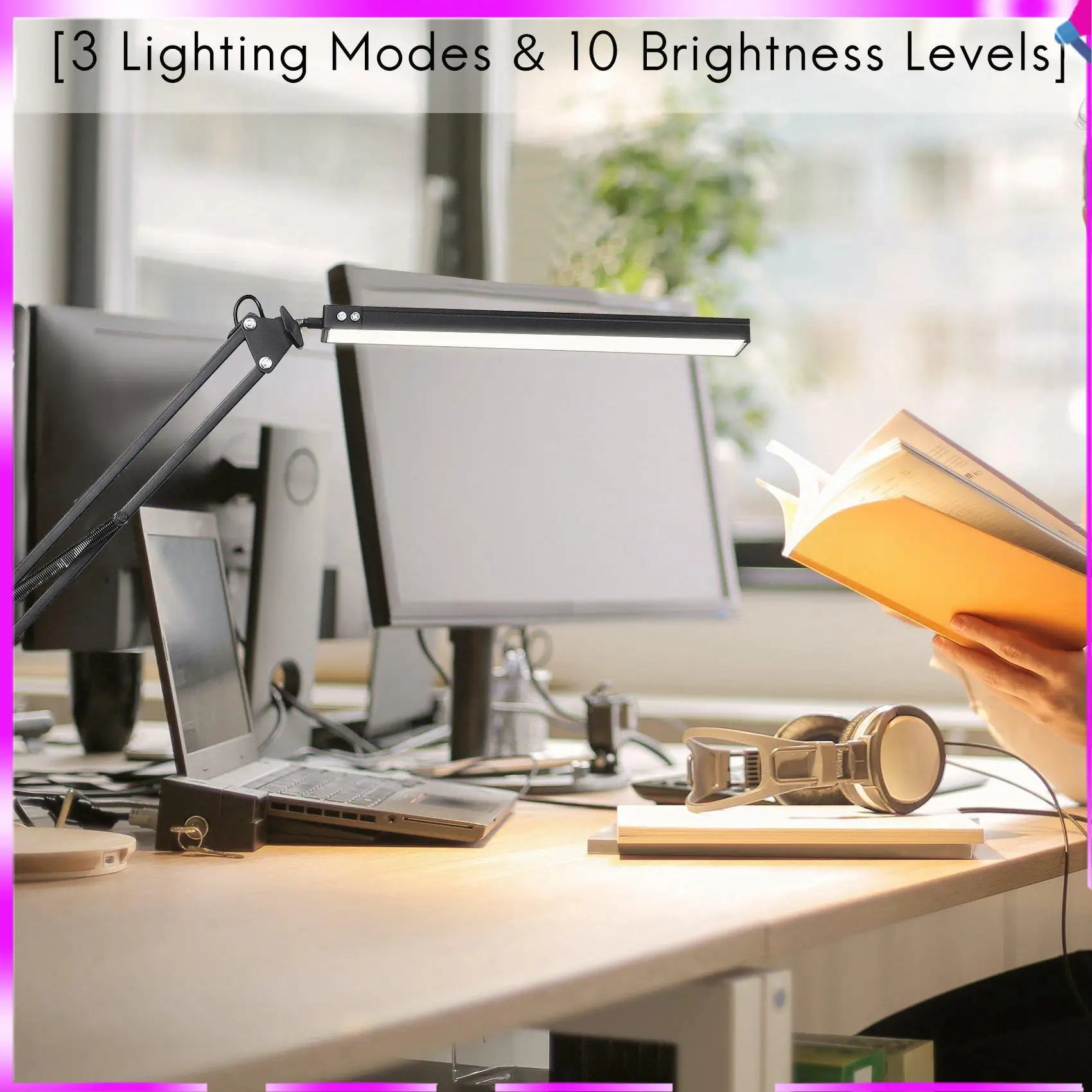 N96R LED Desk Lamp With Clamp,Adjustable Swing Arm Desk Lamp,Modern Architect Table Lamp For Study/Reading/Office/Work(Black)