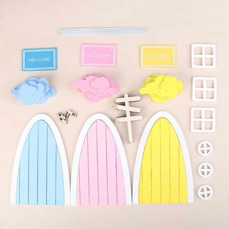 

1 компл. 1:12 кукольный домик миниатюрная дверь сказочный эльф дверь красочные облака окно дорожные знаки модель садовый декор игрушка