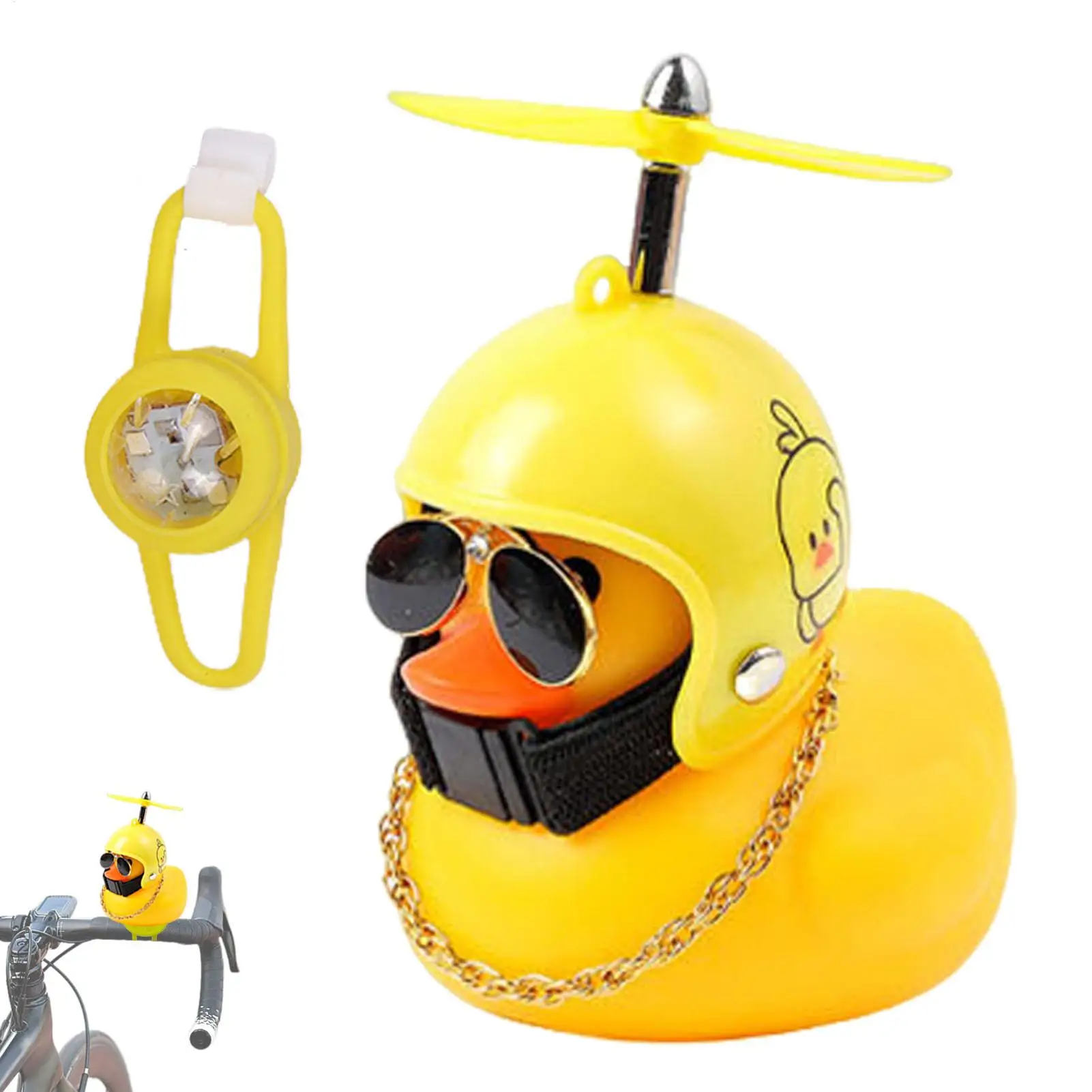 Car Duck With Helmet Broken Wind Pendant Small Yellow Duck Road Bike Motor Helmet Riding Funny Motorcycle Accessories