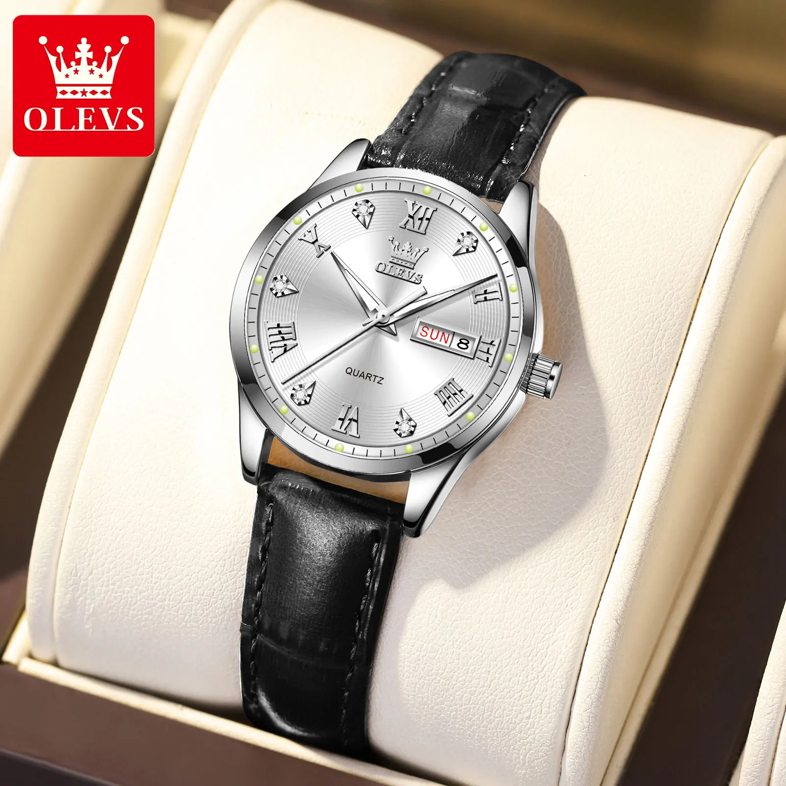 OLEVS New Original Casual Business Women Watch Best Selling Fashion Leather Ladies Watch Waterproof Luminous Women Wrist Watches