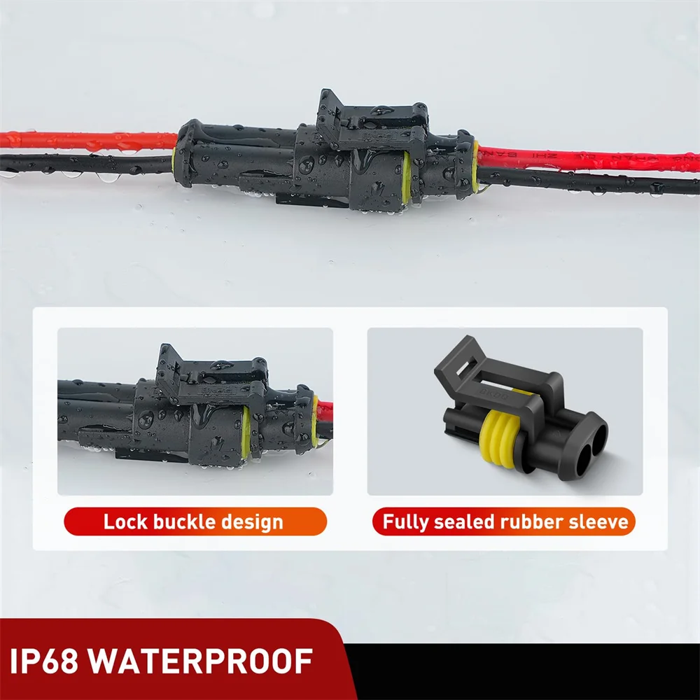 200PCS 2 Pin Electrical Connector ‎Plug Male Female Terminal Wire Waterproof Connectors 2 Way Automotive Connect Set for Car Boa