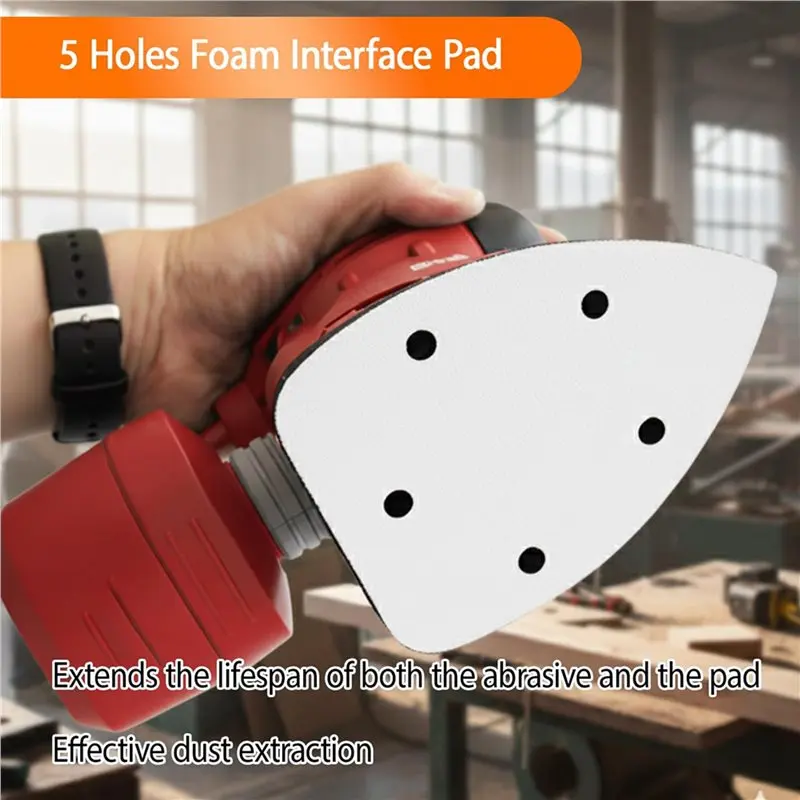 ABNL 8PCS Mouse Detail Sanding Interface Pad, 5 Holes Sand Paper Pad Foam Interface Sandpaper Backing Pad For Sander