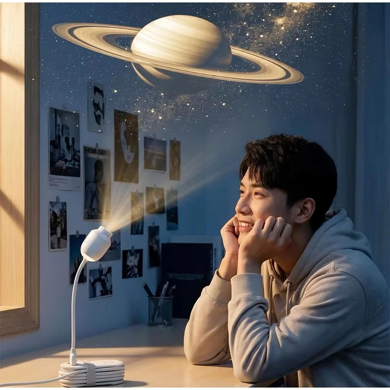 Portable Star Planet Projector Usb Powered 12 Different Space Scenes Focus Adjustable Ceiling Projection Night Light For Room De