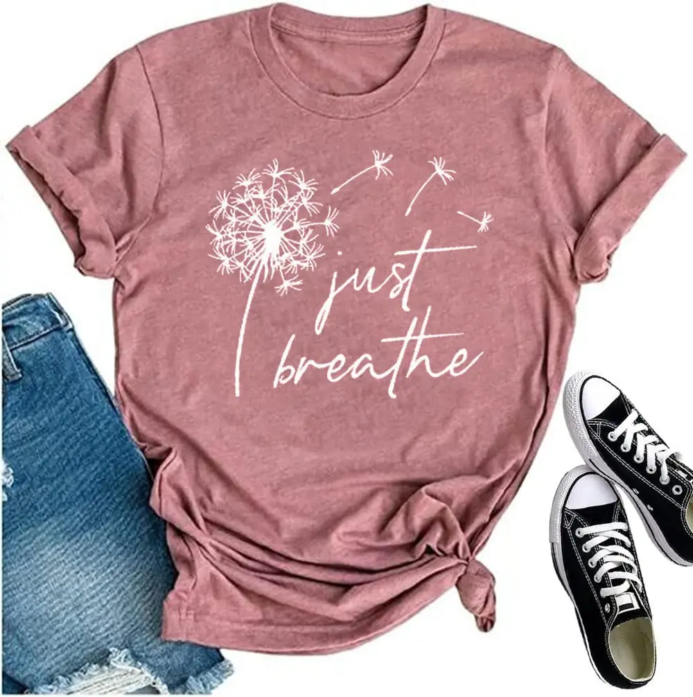 

Dandelion Graphic T Shirt Women Wildflower Make a Wish Vintage Tees Top Funny Summer Short Sleeve Shirts 51678