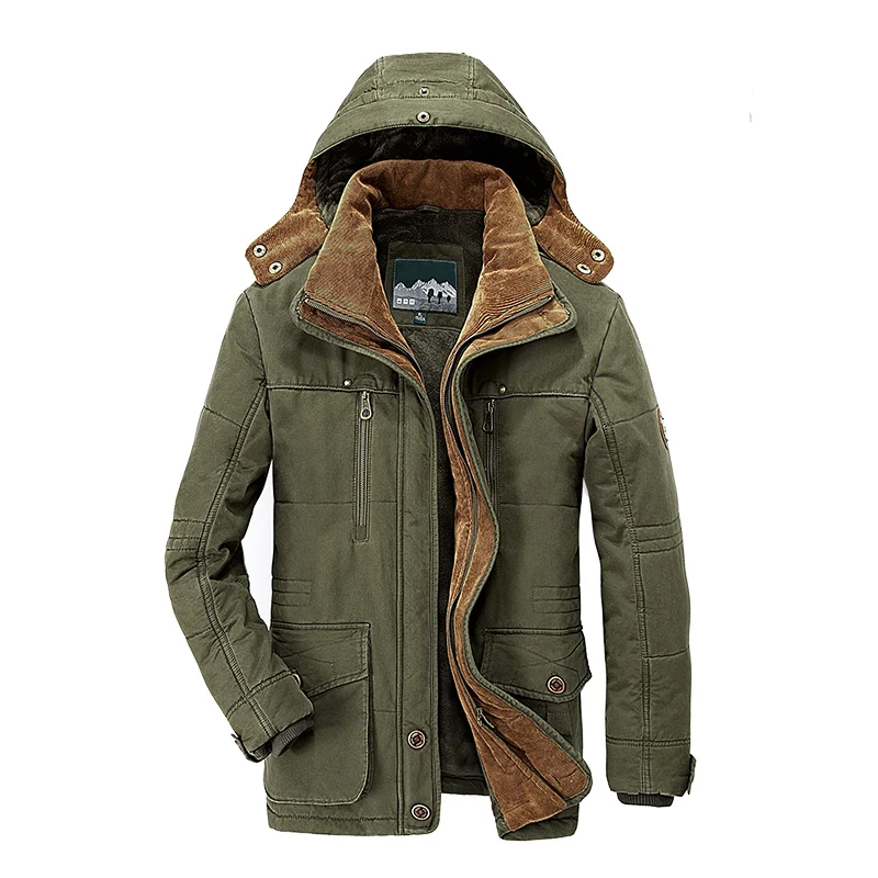 Men's Casual Windproof Jacket Fashion Winter Parkas Male Fur Trench Thick Overcoat Heated Jackets Cotton Warm Coats Long-sleeved