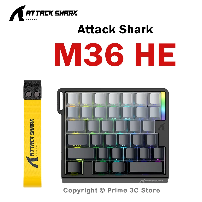 ATTACK SHARK M36HE Wired Hall Effect Gaming Keypad 8000Hz 128K Scan 0.01mm RT RGB Magnetic One-Handed Keyboard Low Latency