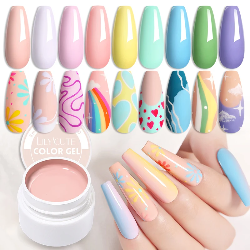 Lilycute 8Ml Gel Nagellak Macaron Roze Blauw Neon Kleuren Semi Permanente Losweken Uv Schilderen Nail Art Base top Gel Vernis