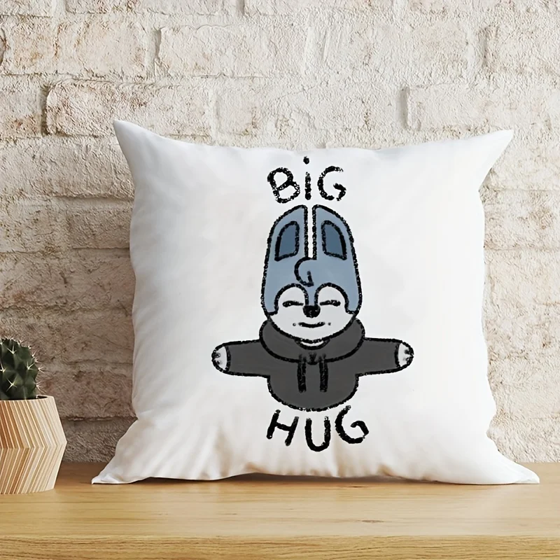 Big Hug Pattern Printed Peachskin Pillow Case Kawaii Pillowcases for Bedroom Cafe Sofa Decor Cushion Cover Home Decoration Gifts