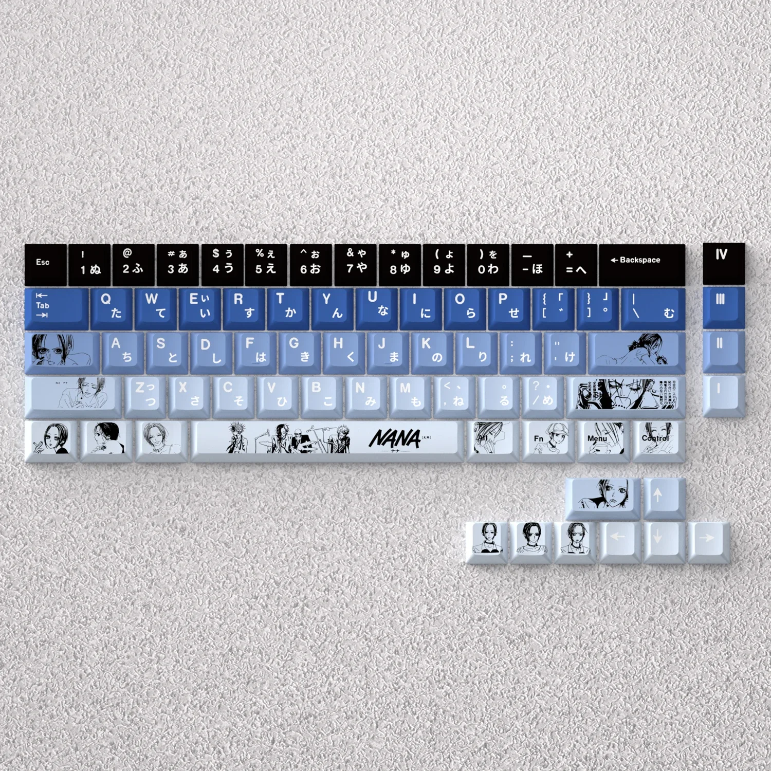 73 Keys NANA Keycaps PBT Dye Sublimation Cherry Anime Japanese Blue for 60% 65% 68% Mechanical Keyboard Akko Fun60 Pro Game Anne