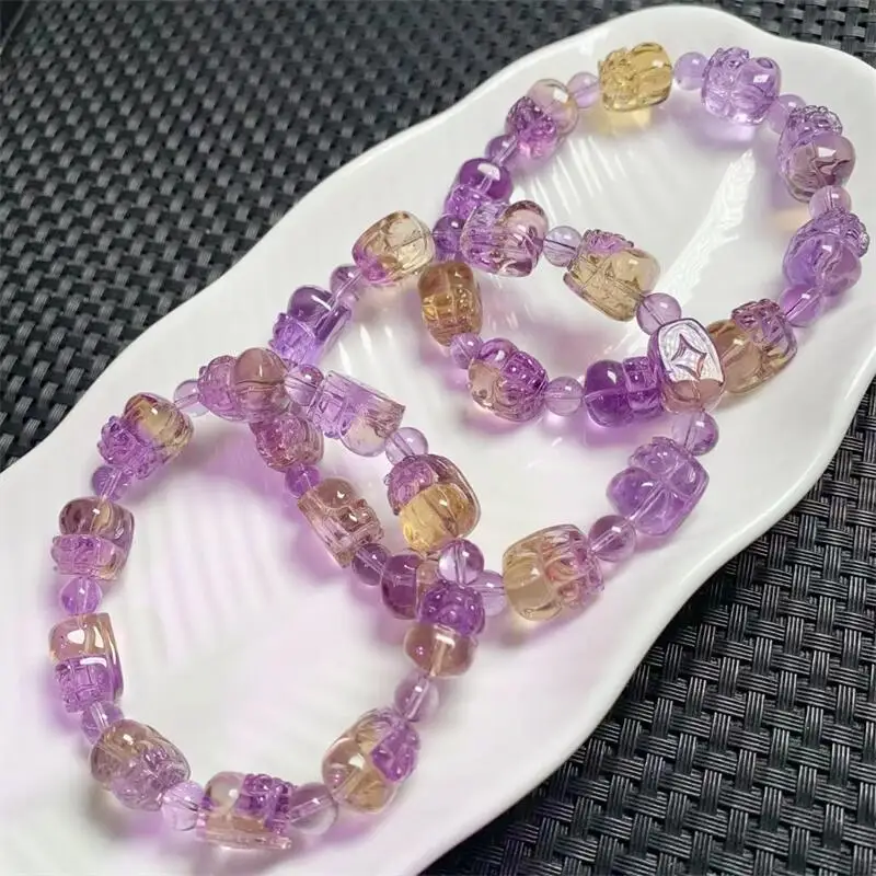 Natural Ametrine Pixiu Bracelet Fashion Gemstone Jewelry Reiki Healing Gift For Women 1pcs