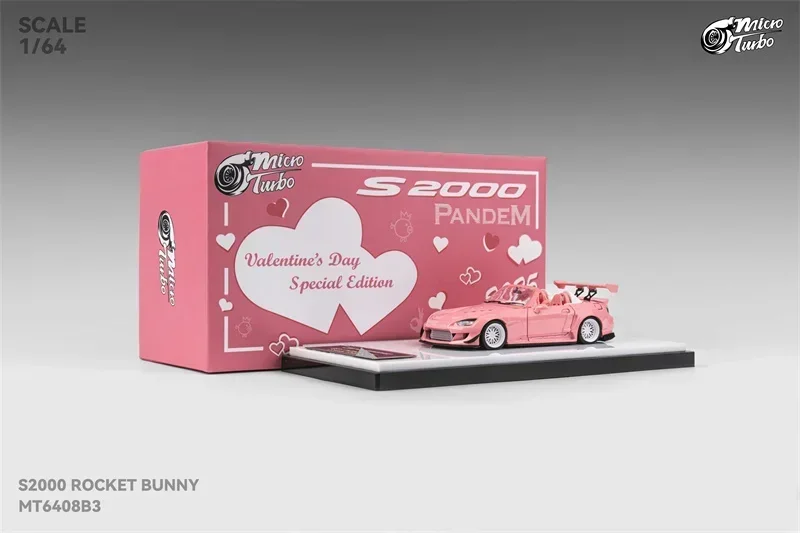 Micro Turbo 1:64 ROCKET BUNNY S2000 Valentine's Day Limited Version Pink limited999 Diecast Model Car